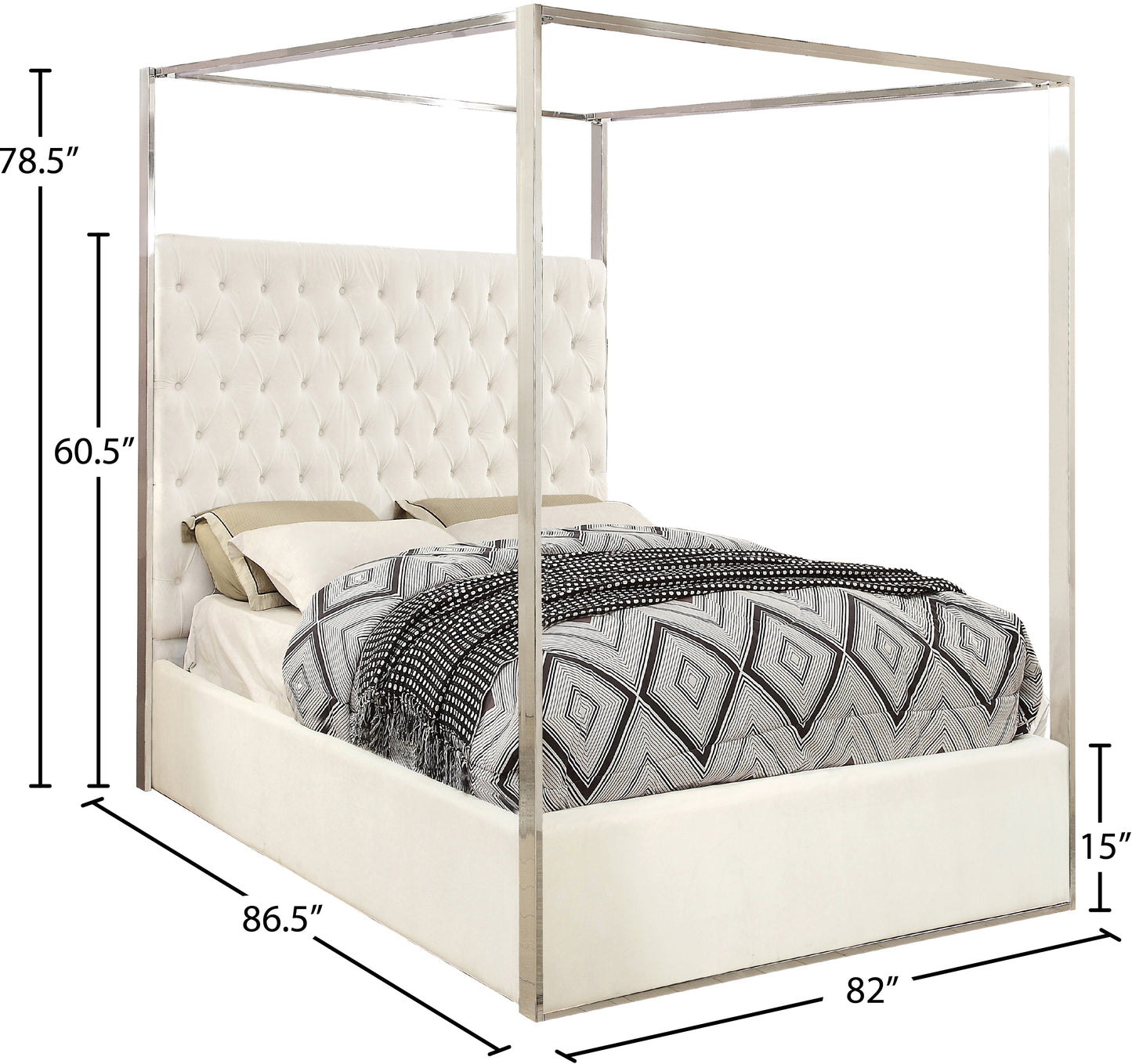 quinn white velvet king bed k