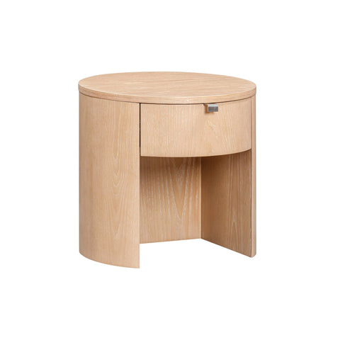 Giselle Navarre 19" Wood Round Nightstand With Drawer - image 3
