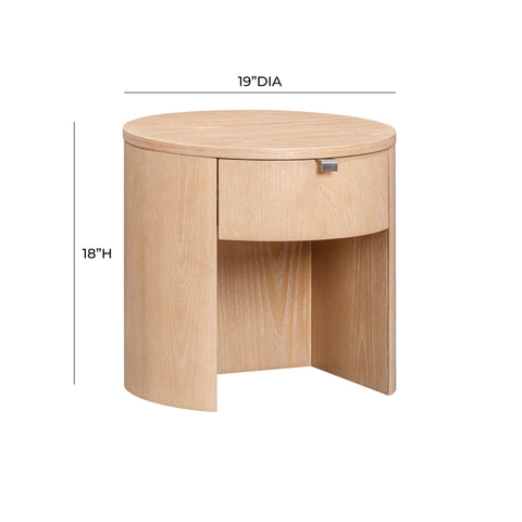 Giselle Navarre 19" Wood Round Nightstand With Drawer - image 8