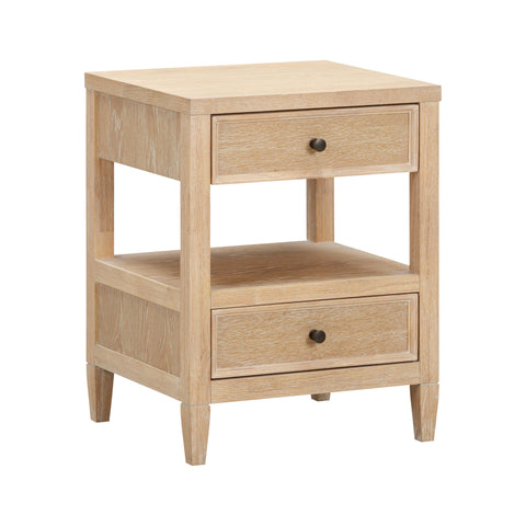 Amelie Castaigne 20" Whitewashed Oak Wood 2-Drawer Nightstand - image 3