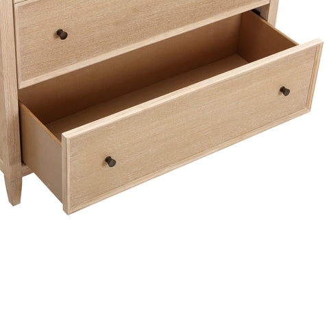 Amelie Castaigne 40" Whitewashed Oak Wood 7-Drawer Chest - image 6