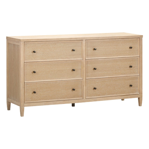 Amelie Castaigne 62" Whitewashed Oak Wood 6-Drawer Dresser - image 2