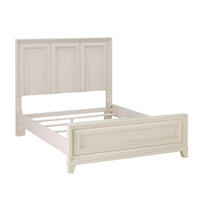 Karma Weathered White Queen Panel Bed