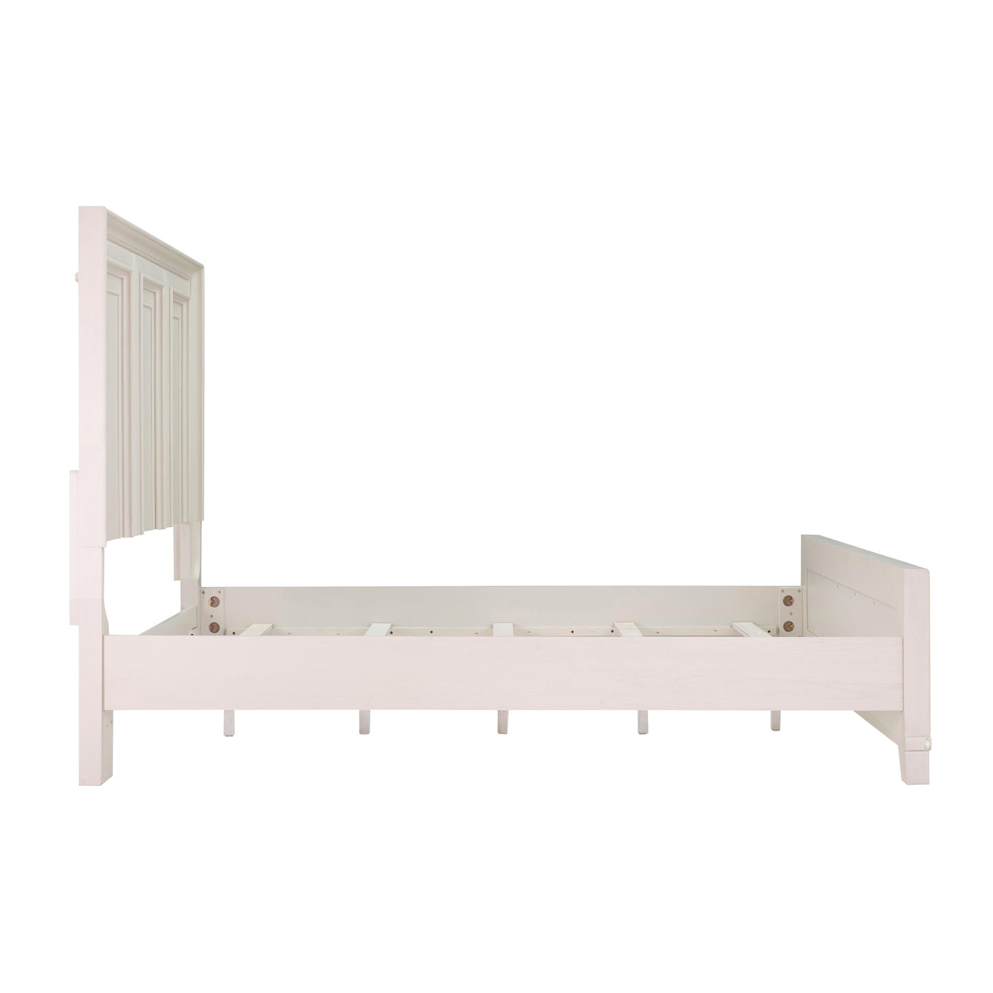 karma weathered white queen panel bed