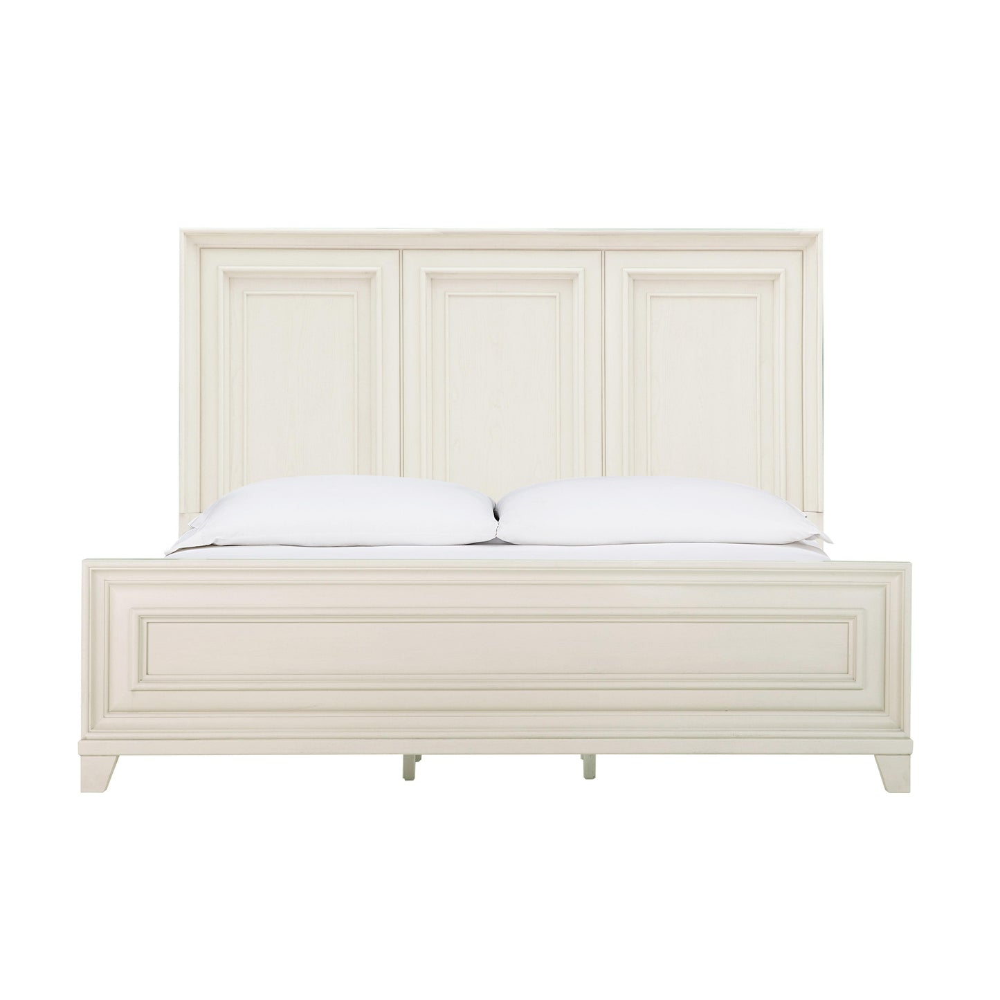 karma weathered white king panel bed