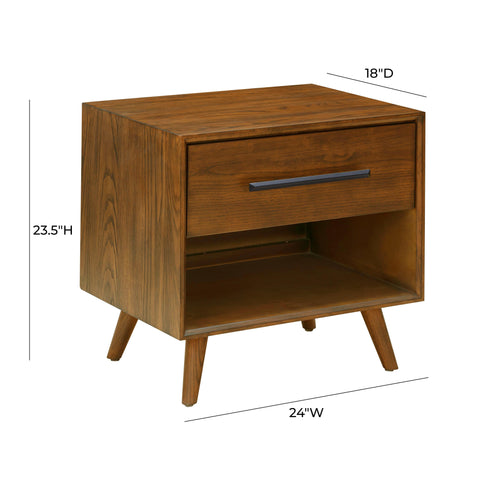 Giselle Fontaine 24" Walnut 1-Drawer Nightstand - image 9