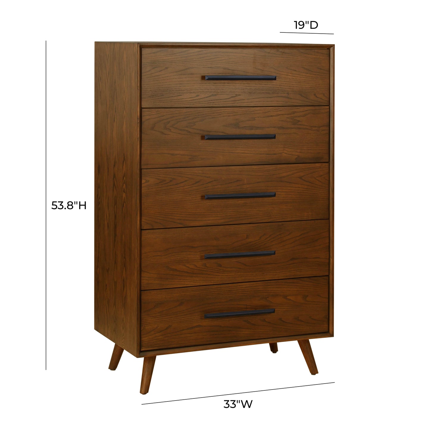 kimi pecan 5 drawer chest