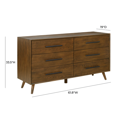 Giselle Fontaine 62" Walnut 6-Drawer Dresser - image 8