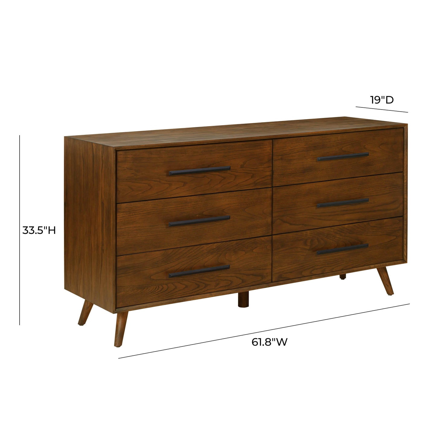 kimi pecan 6 drawer dresser