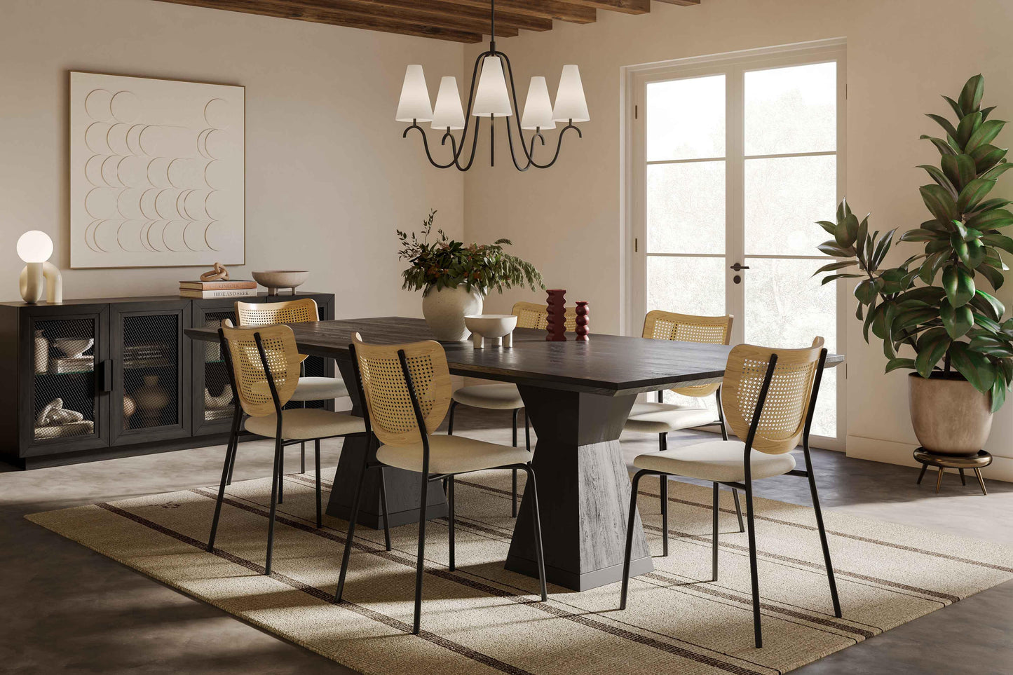 vari black wood dining table