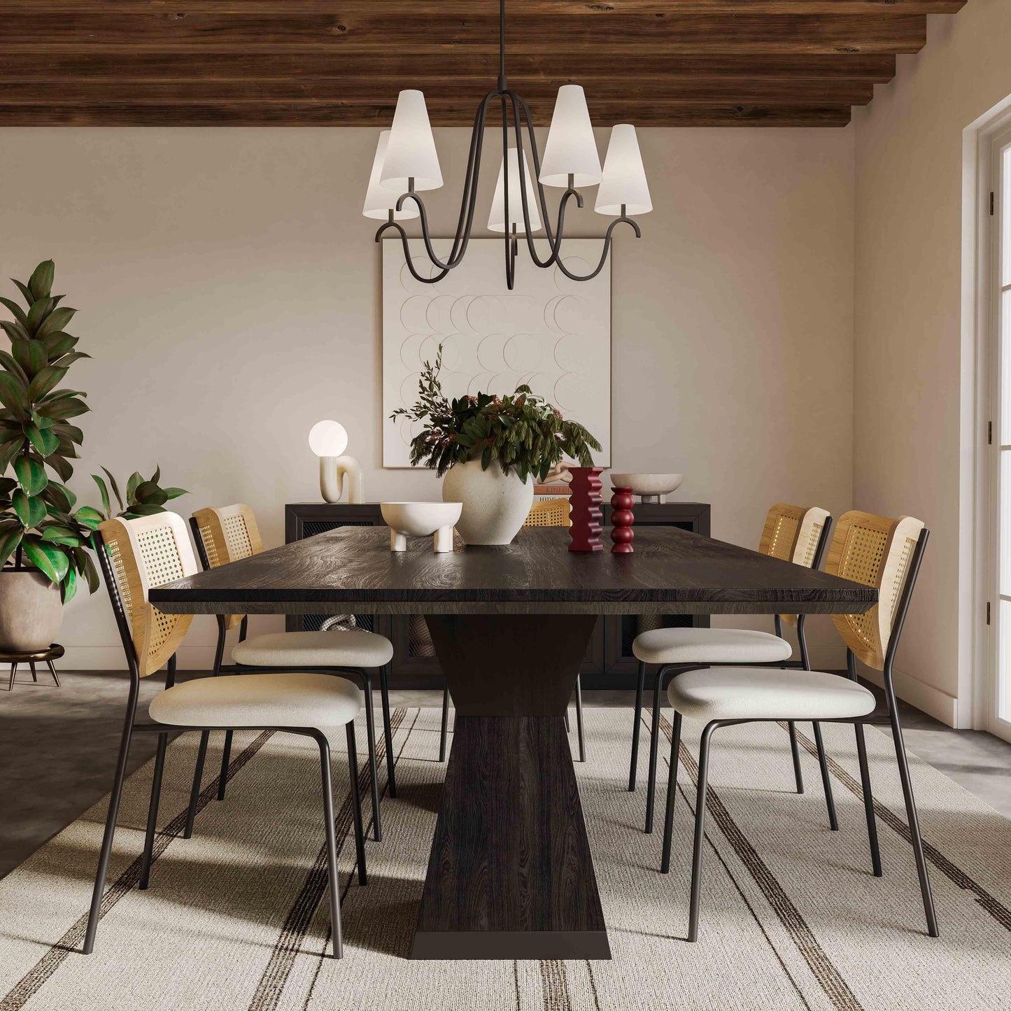 vari black wood dining table