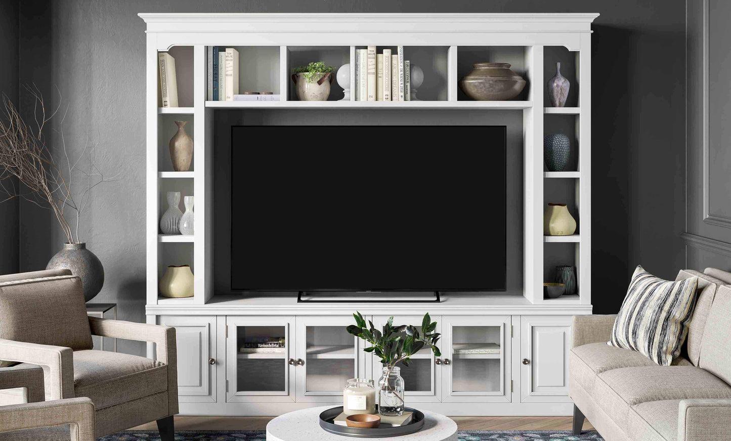 presby white entertainment center for tvs up to 75"