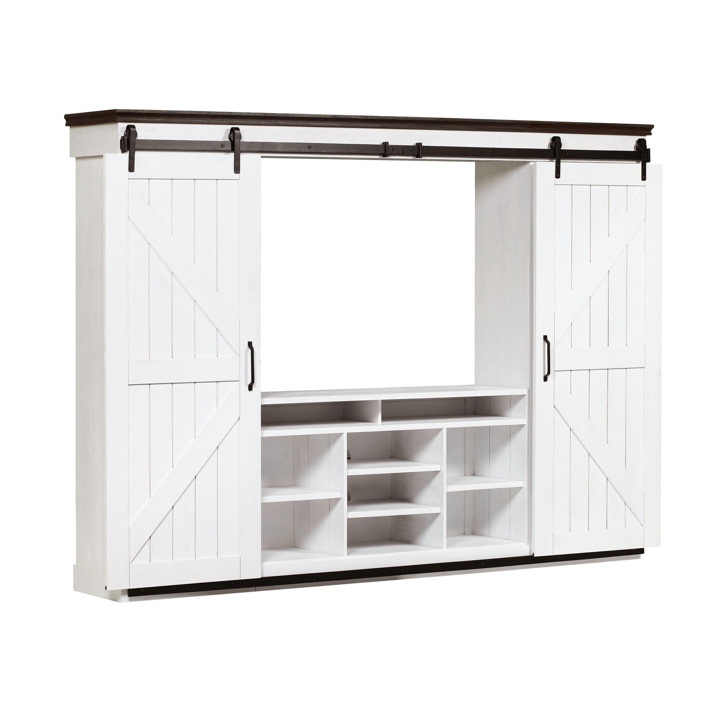 dente distressed white entertainment center