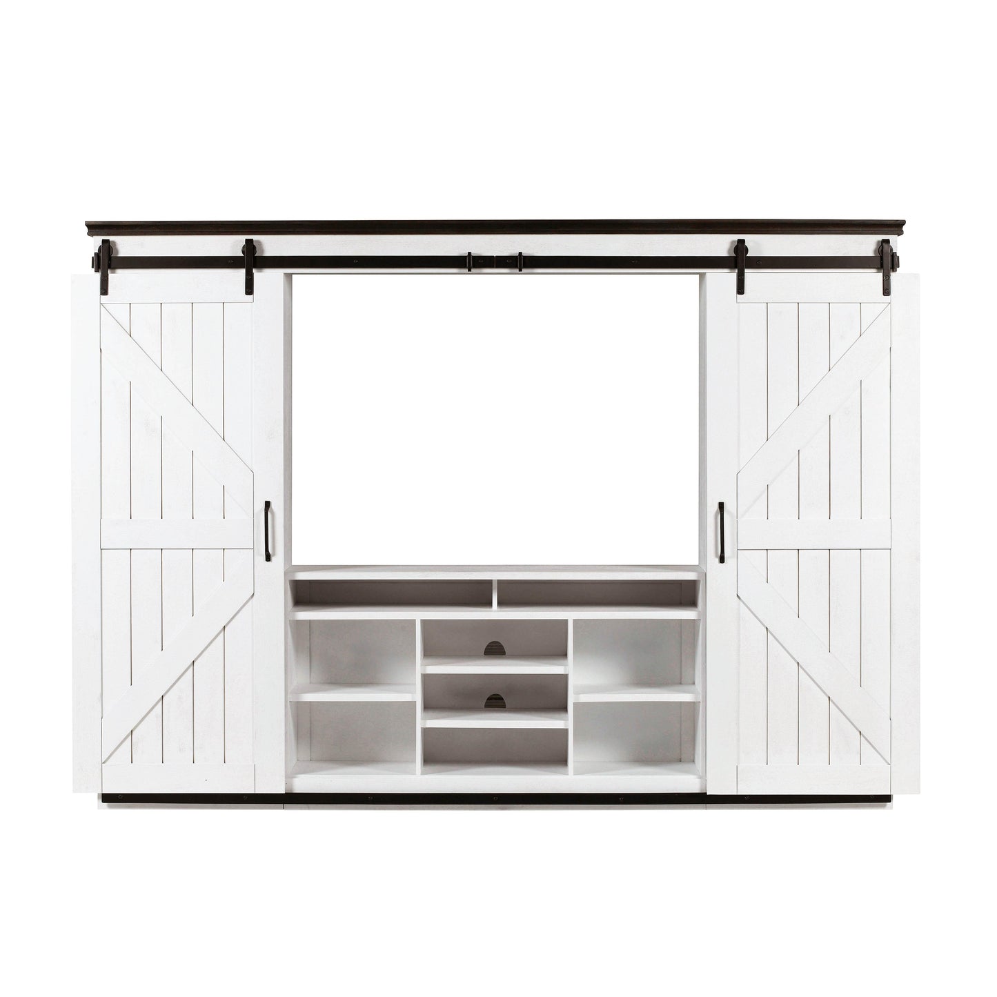 dente distressed white entertainment center