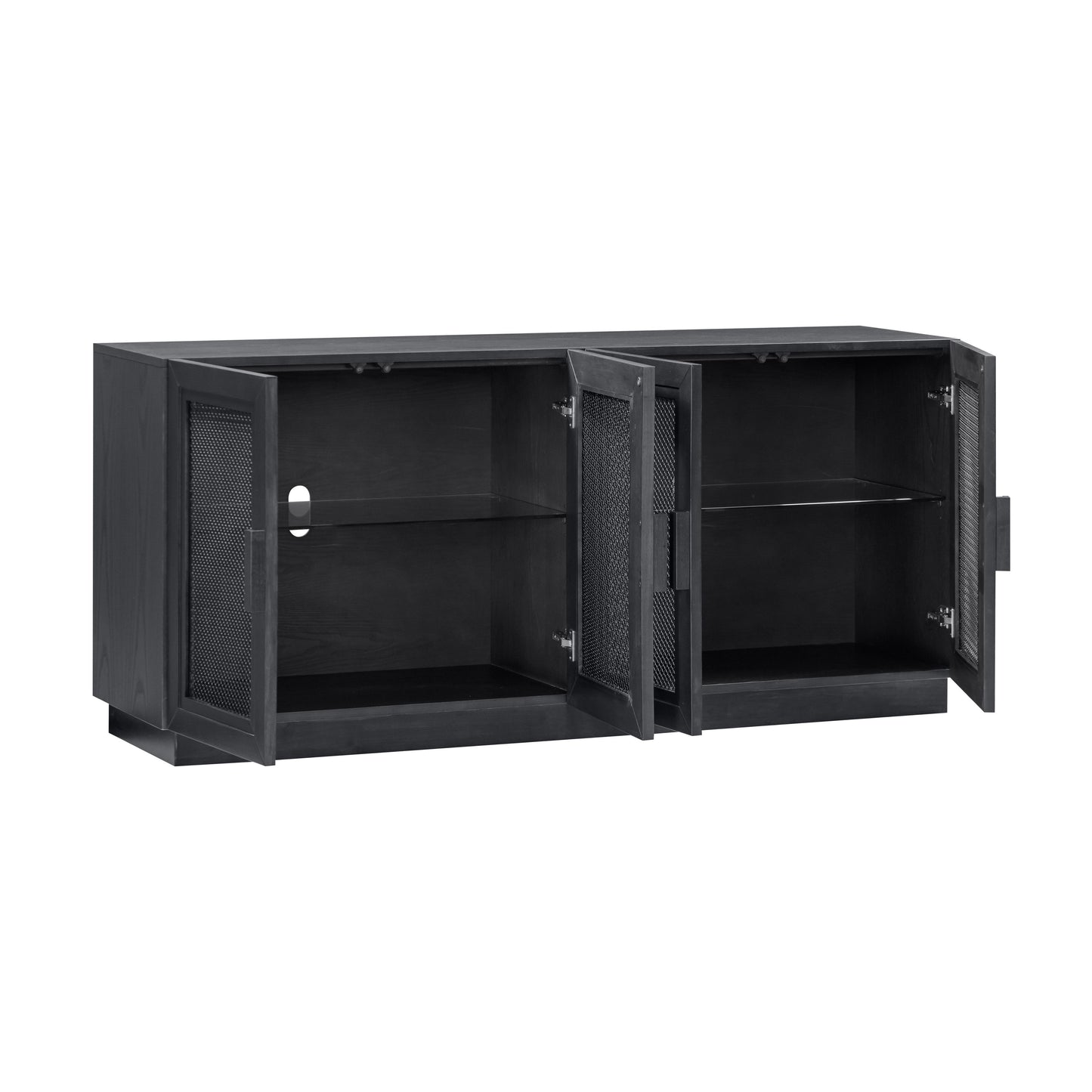 vari black wood media console