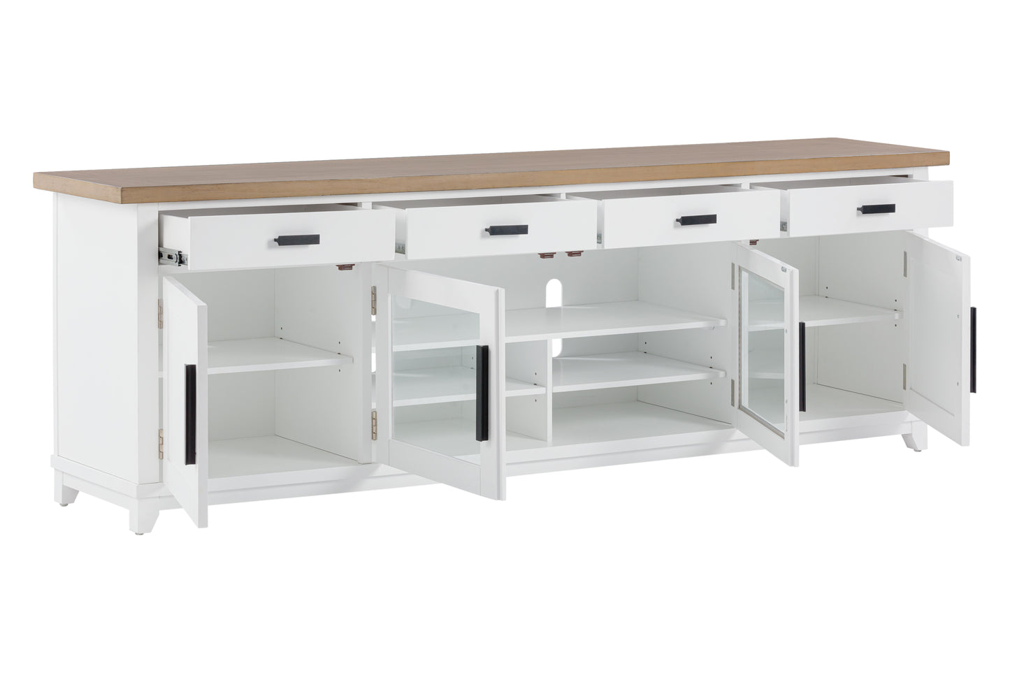 leah white 92" entertainment console