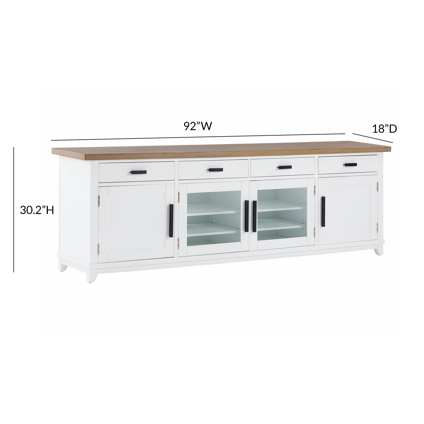 leah white 92" entertainment console