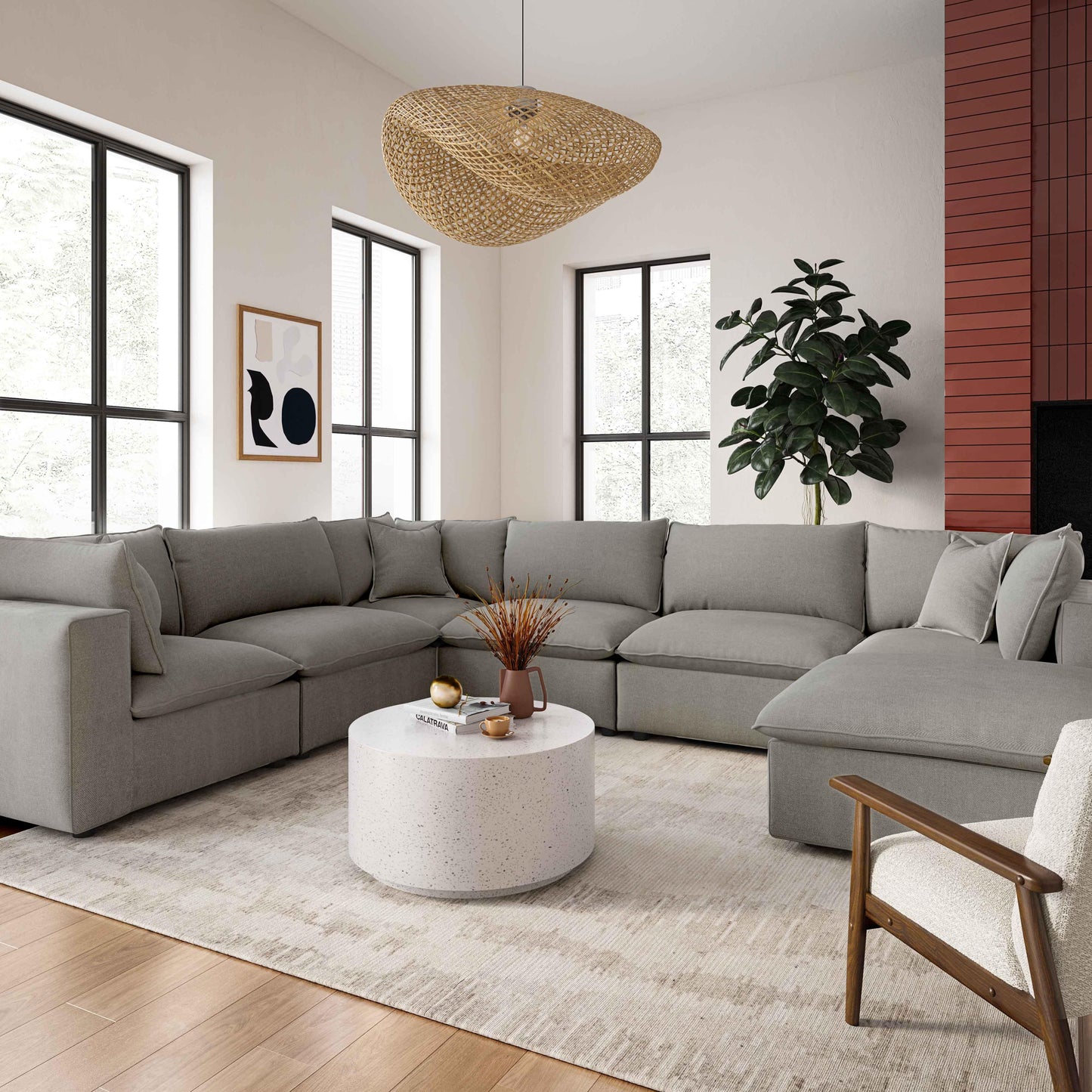 grace slate modular large chaise sectional