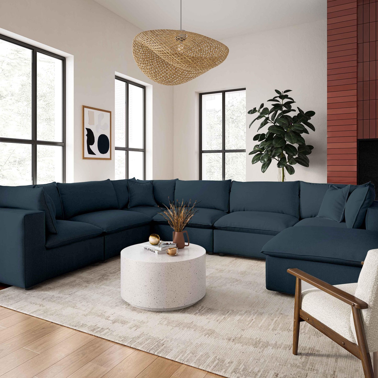 grace navy modular large chaise sectional