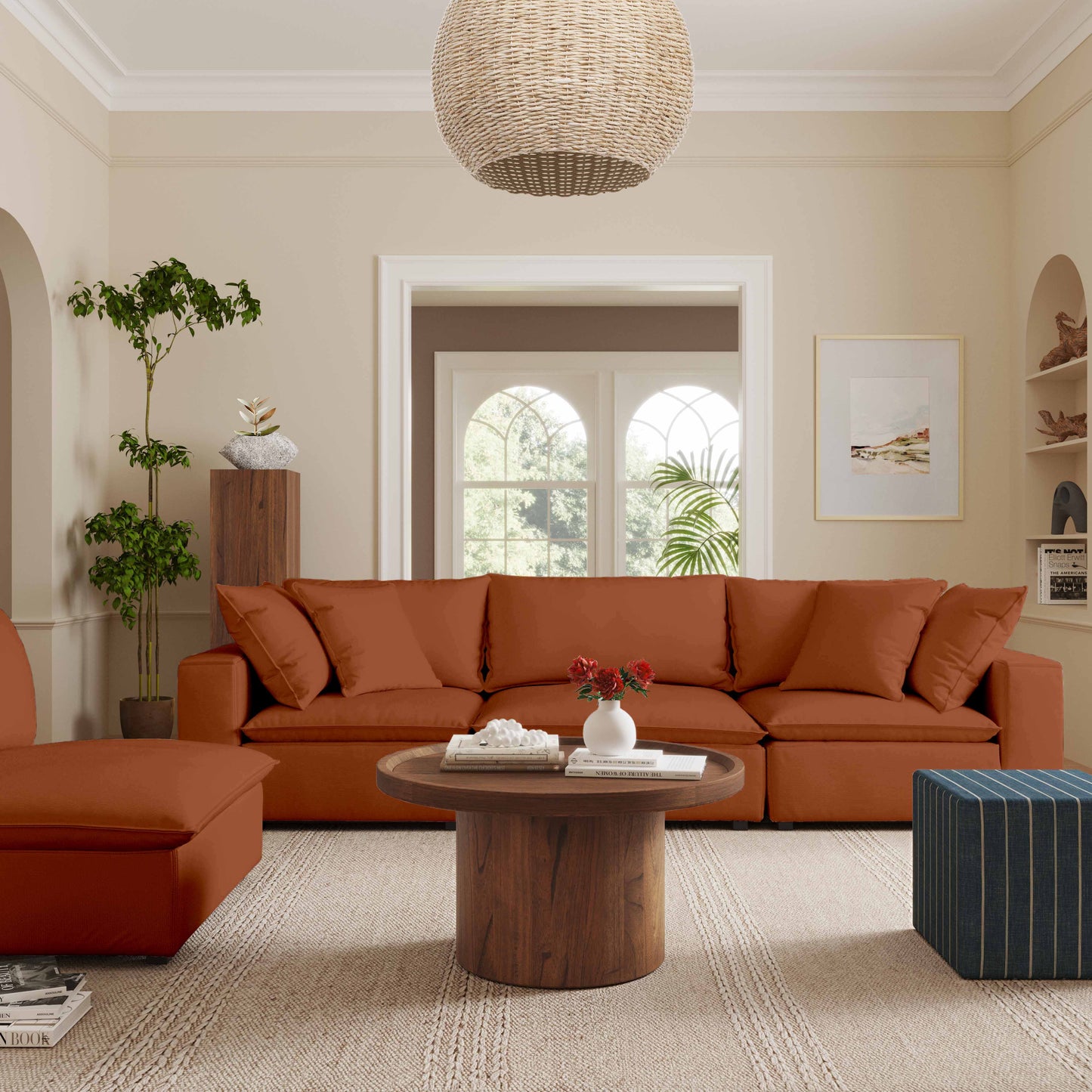 grace rust modular 4 piece sectional