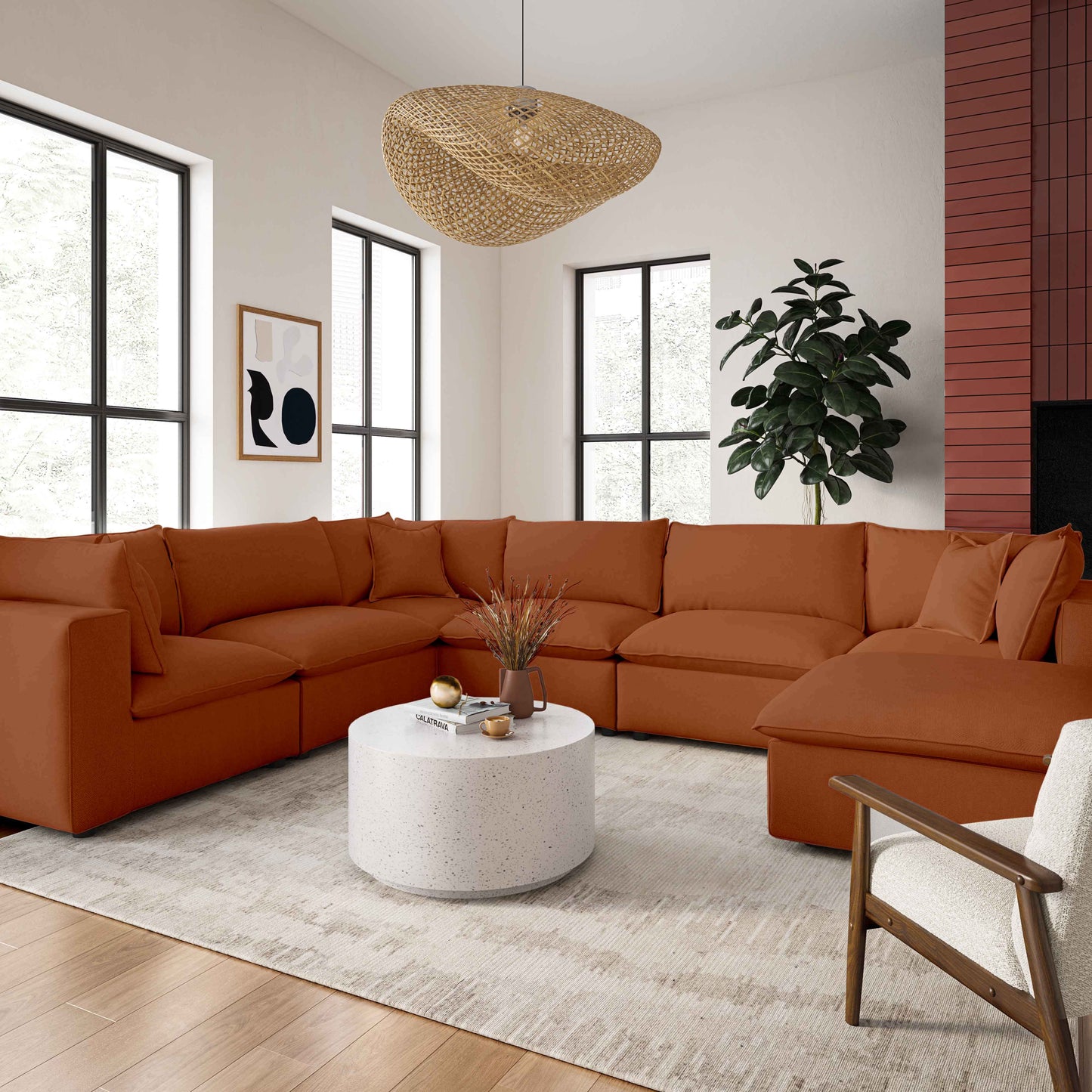 grace rust modular large chaise sectional