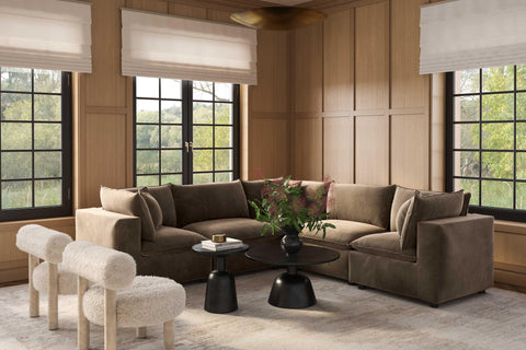 Ines Castaigne 5-Piece Chocolate Brown Performance Velvet L-Sectional - image 2