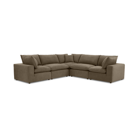 Ines Castaigne 5-Piece Chocolate Brown Performance Velvet L-Sectional - image 3