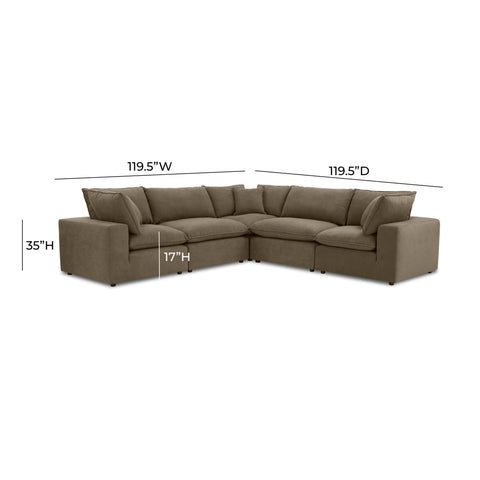 Ines Castaigne 5-Piece Chocolate Brown Performance Velvet L-Sectional - image 4