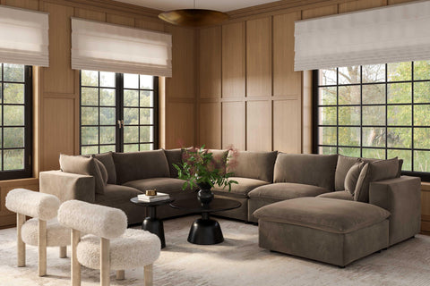 Ines Castaigne 7-Piece Chocolate Brown Performance Velvet Large Chaise Sectional - image 2