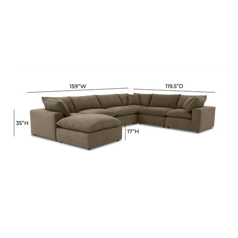Ines Castaigne 7-Piece Chocolate Brown Performance Velvet Large Chaise Sectional - image 4