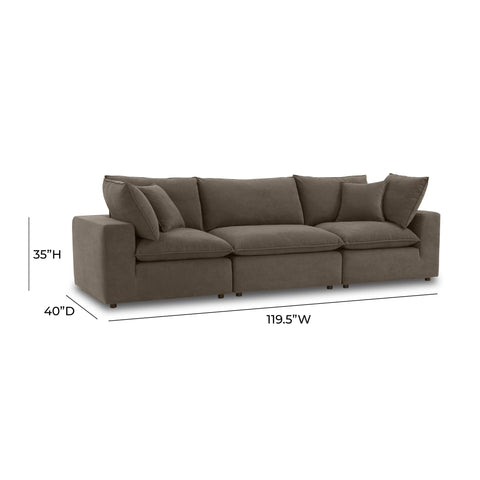 Ines Castaigne 120" Chocolate Brown Performance Velvet Modular Sofa - image 6