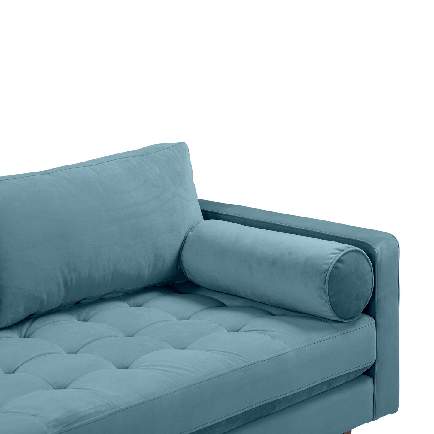 elise dusty blue velvet loveseat