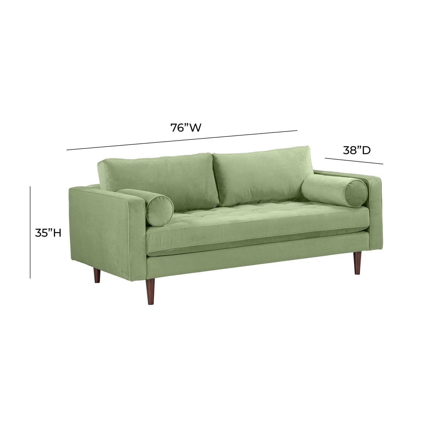 peele sage green velvet loveseat