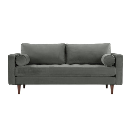 Elise Ash Gray Velvet Loveseat