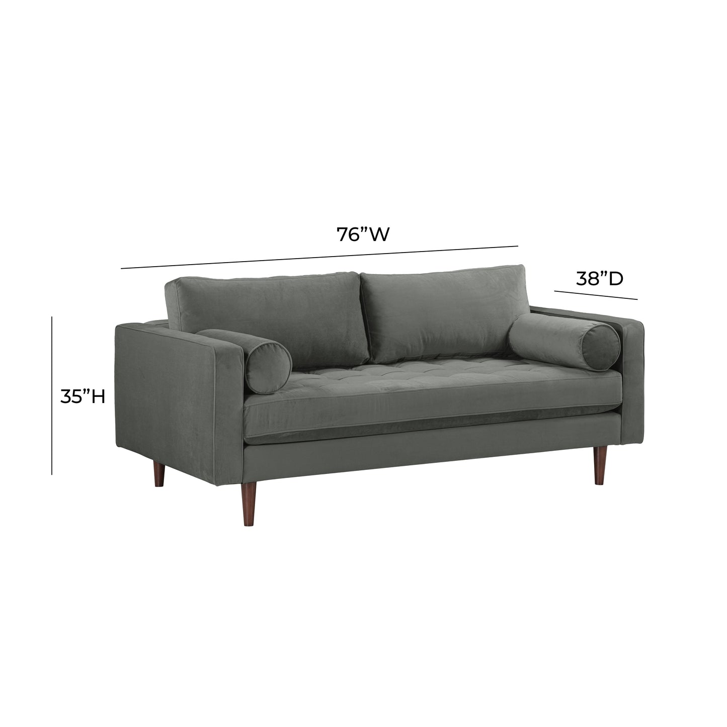 elise ash gray velvet loveseat