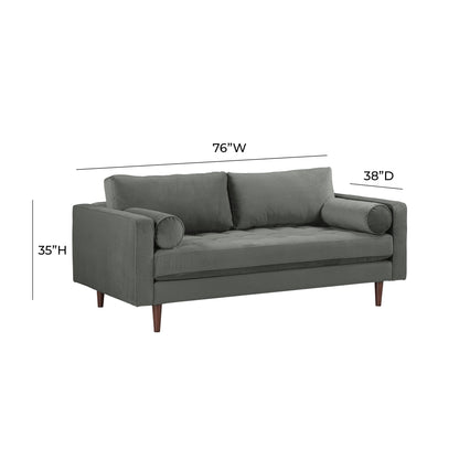 Elise Ash Gray Velvet Loveseat