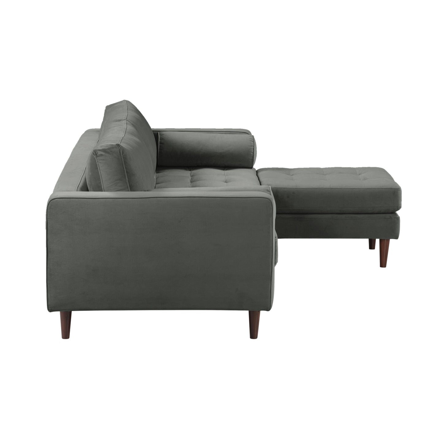 elise ash gray velvet sectional