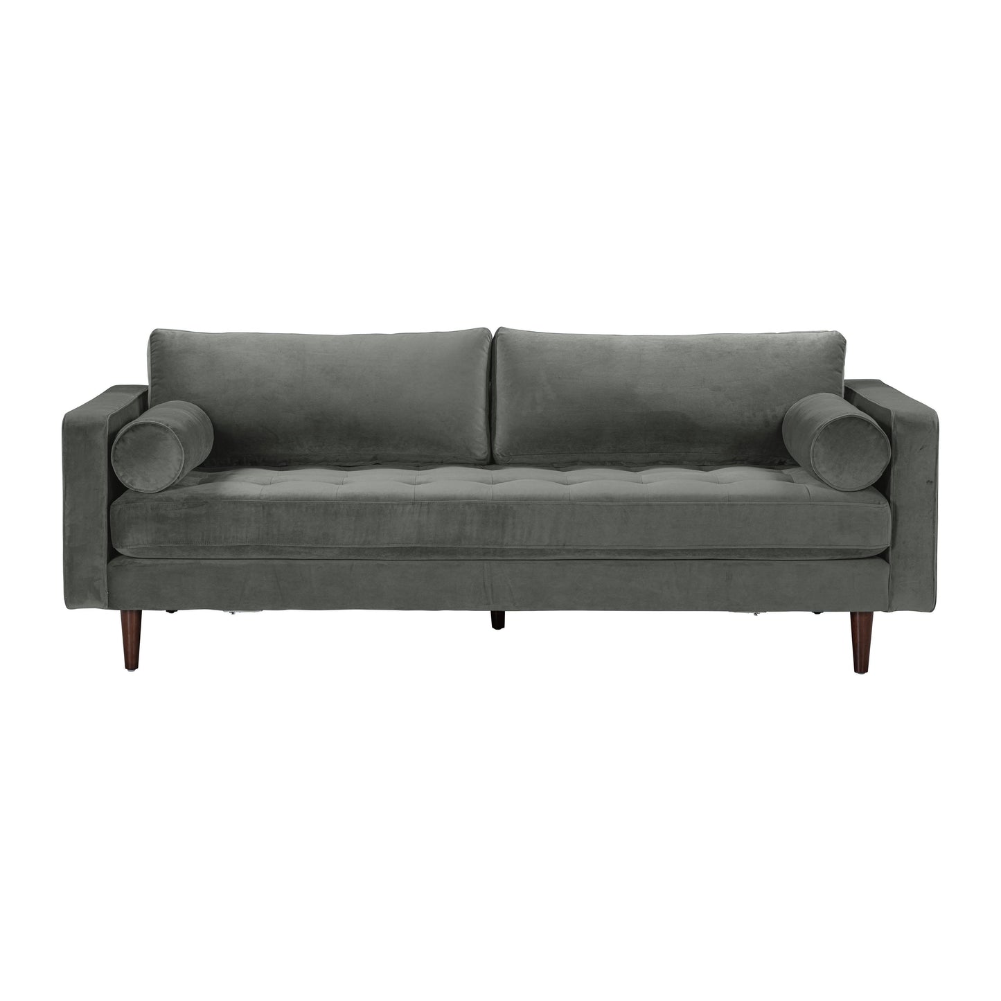 elise ash gray velvet sofa