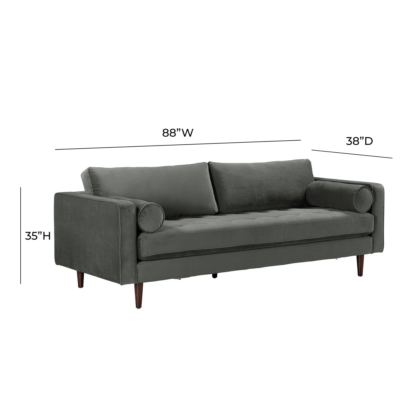 elise ash gray velvet sofa