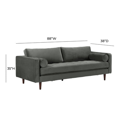 Elise Ash Gray Velvet Sofa