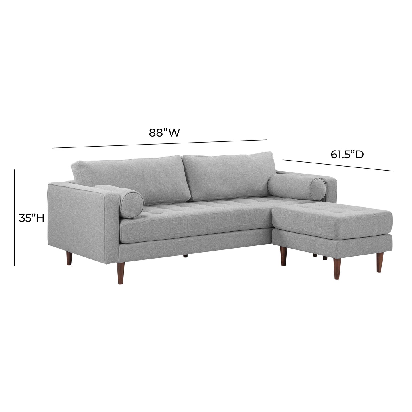 elise gray tweed sectional