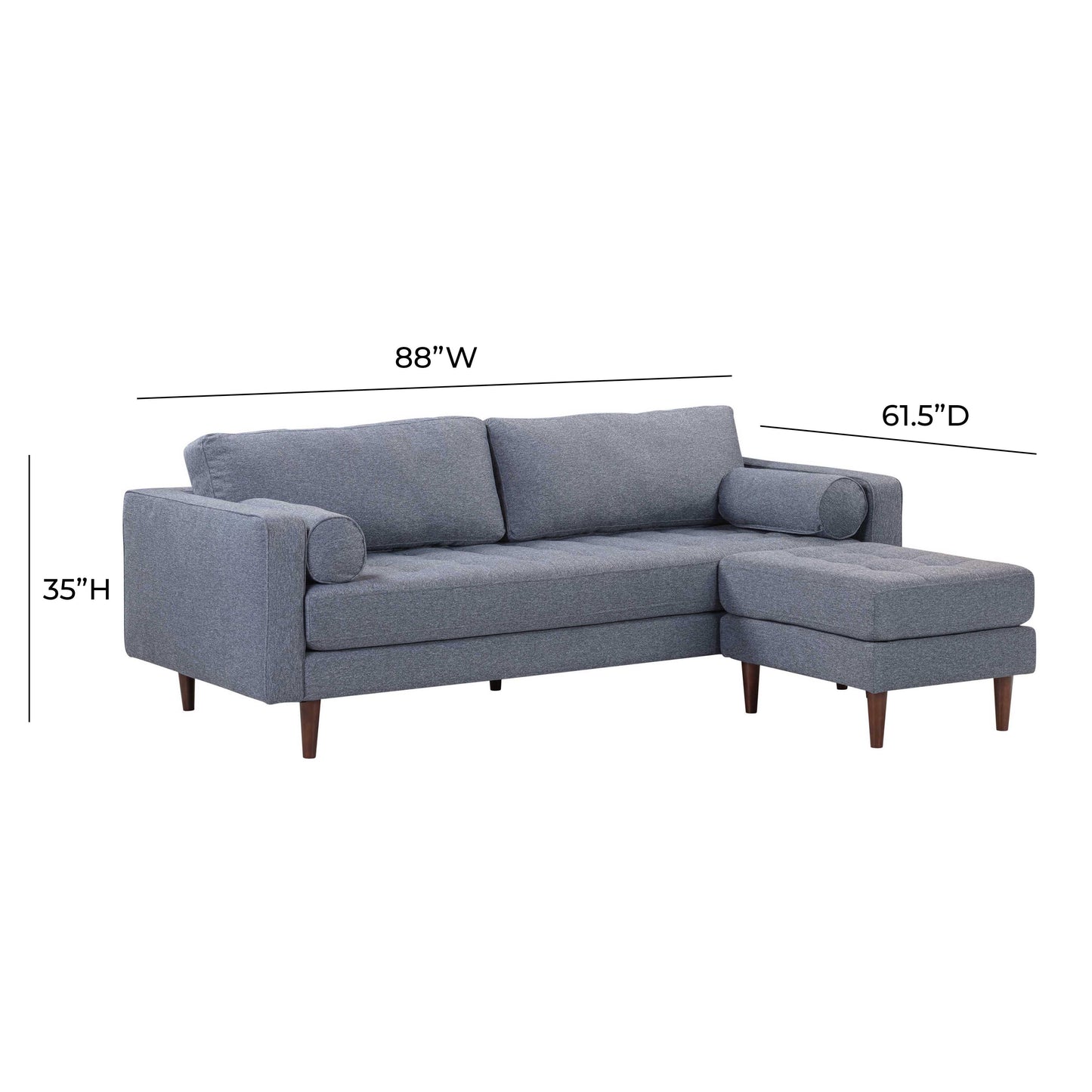 elise navy tweed sectional