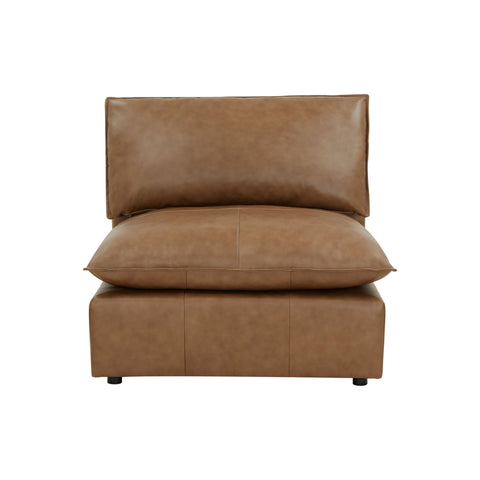Ines Castaigne Brown Leather Modular Armless Chair - image 8