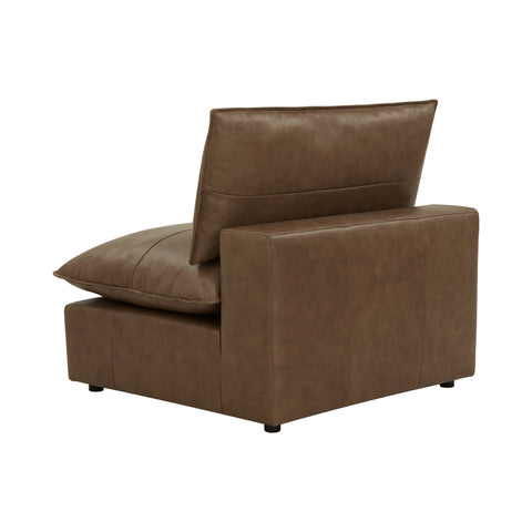 Ines Castaigne Brown Leather Modular Armless Chair - image 4