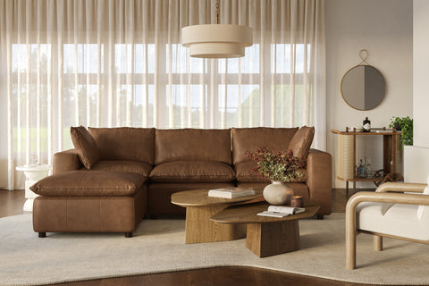 Ines Castaigne 4-Piece Brown Leather Modular Sectional - image 2