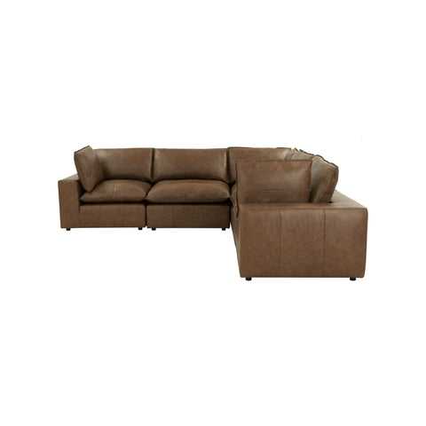 Ines Castaigne 5-Piece Brown Leather Modular L-Sectional - image 4