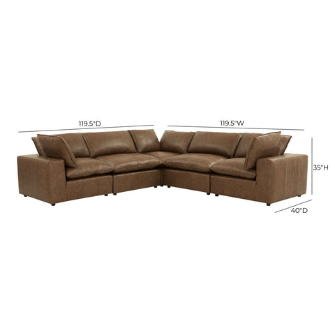 Ines Castaigne 5-Piece Brown Leather Modular L-Sectional - image 6