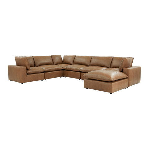 Ines Castaigne 7-Piece Brown Leather Modular Large Chaise Sectional - image 8