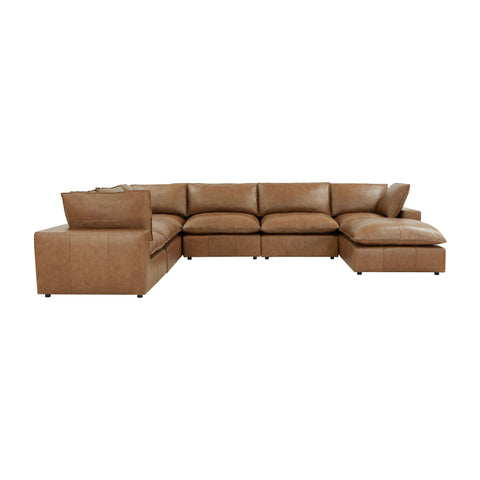Ines Castaigne 7-Piece Brown Leather Modular Large Chaise Sectional - image 10