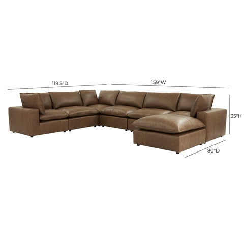Ines Castaigne 7-Piece Brown Leather Modular Large Chaise Sectional - image 6